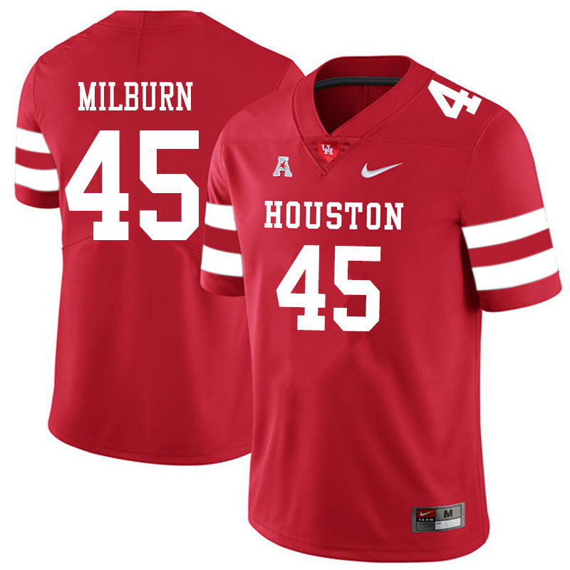 Men #45 Jordan Milburn Houston Cougars College Football Jerseys Sale-Red - Click Image to Close